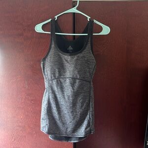 Prana Grey Black Becksa Ribbed Open Back Racerback Tank Size M
